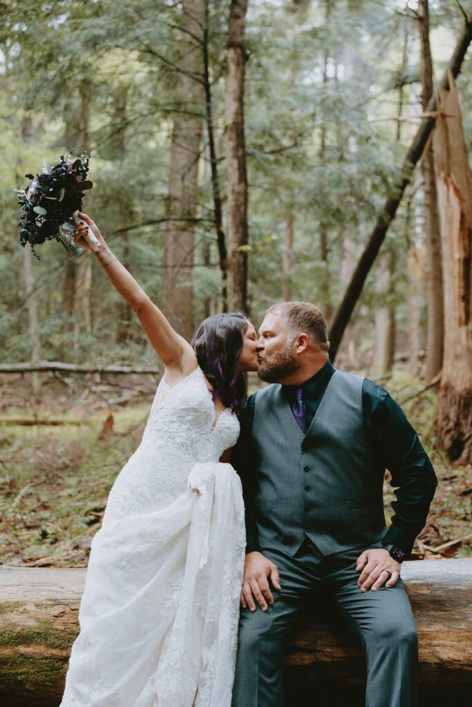 Cook Forest State Park hiking elopement. Photography by Rock & Wander Photo Co.