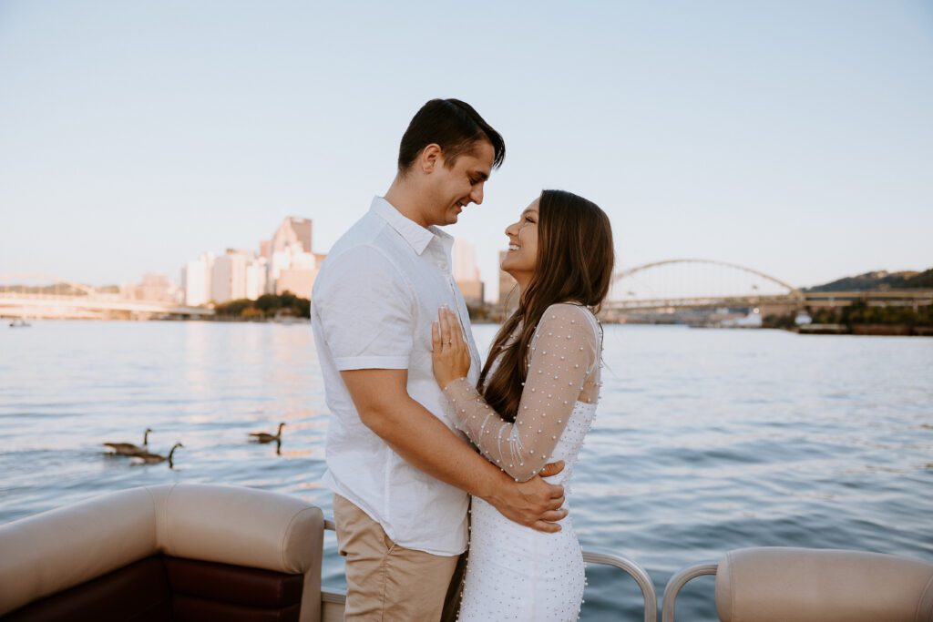 Pittsburgh boat engagement session.