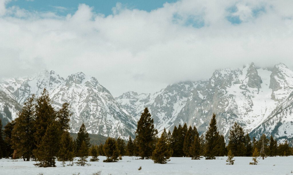 teton mountains and landscape in winter taken by grand teton elopement photographer