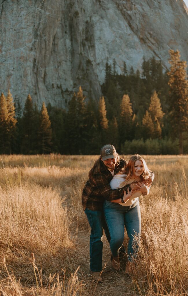 couple laughing together in yosemite valley taken by yosemite elopement photographer