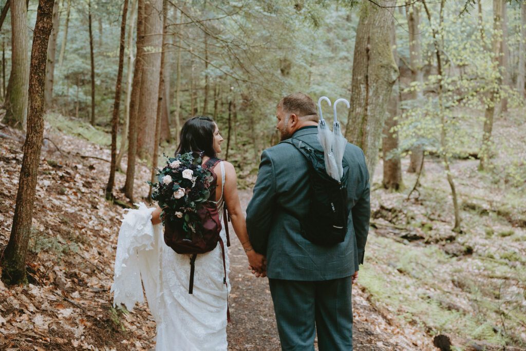 pennsylvania hiking elopement in cook forest state park pennsylvania elopement