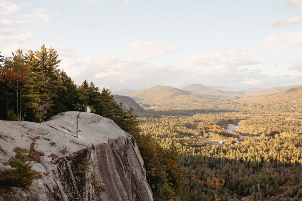 Eloping couple in the White Mountains at Cathedral Ledge